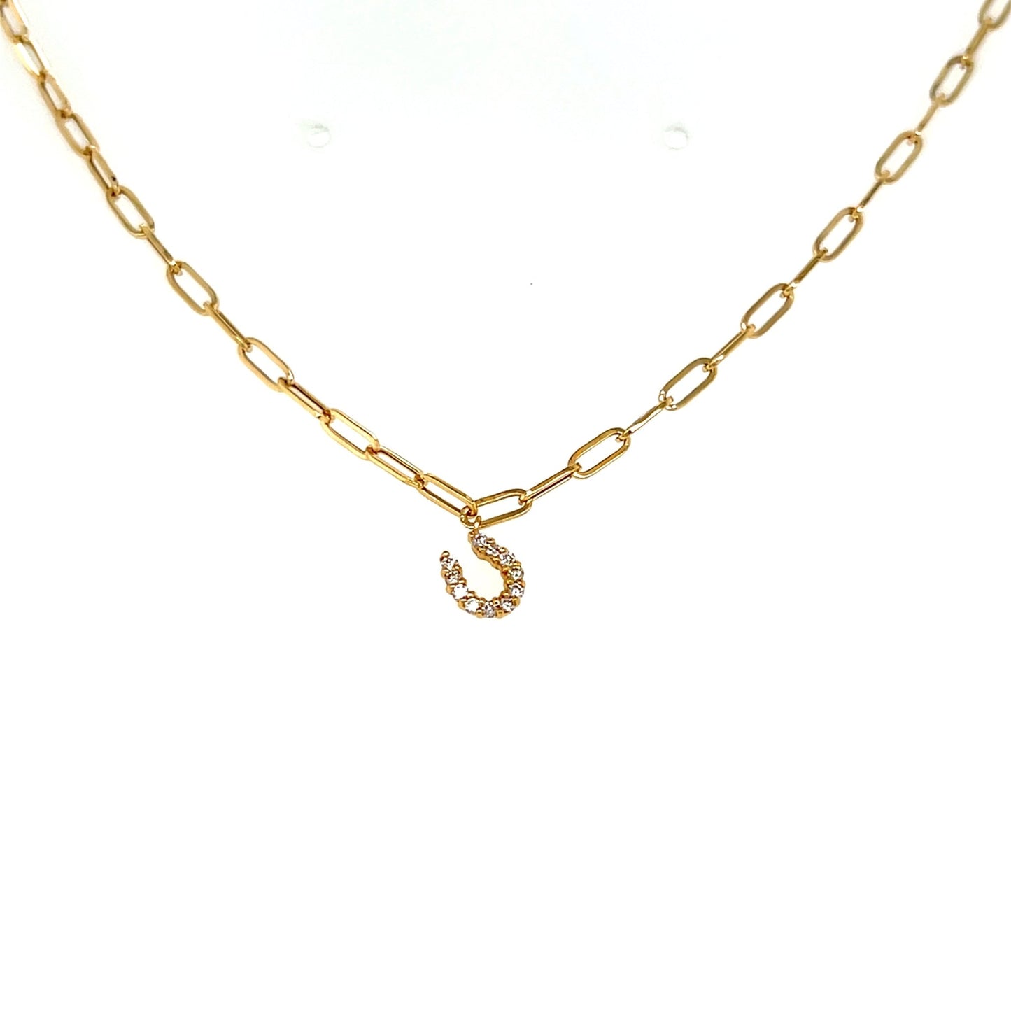 Paperclip Horseshoe Necklace 0.05ct - JMW Jewelry Wholesale