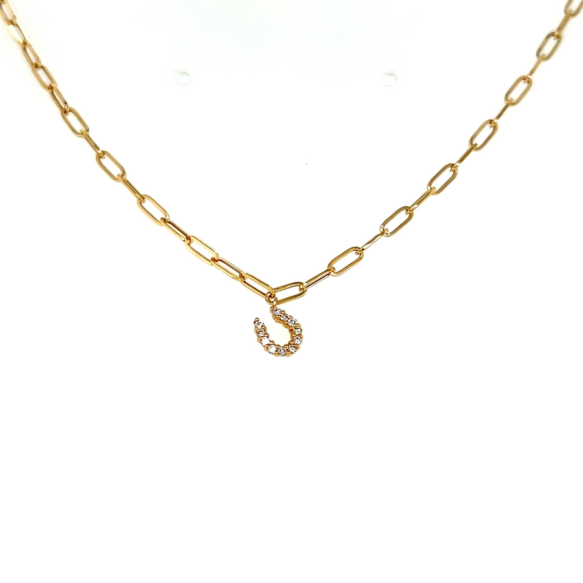 Paperclip Horseshoe Necklace 0.05ct - JMW Jewelry Wholesale
