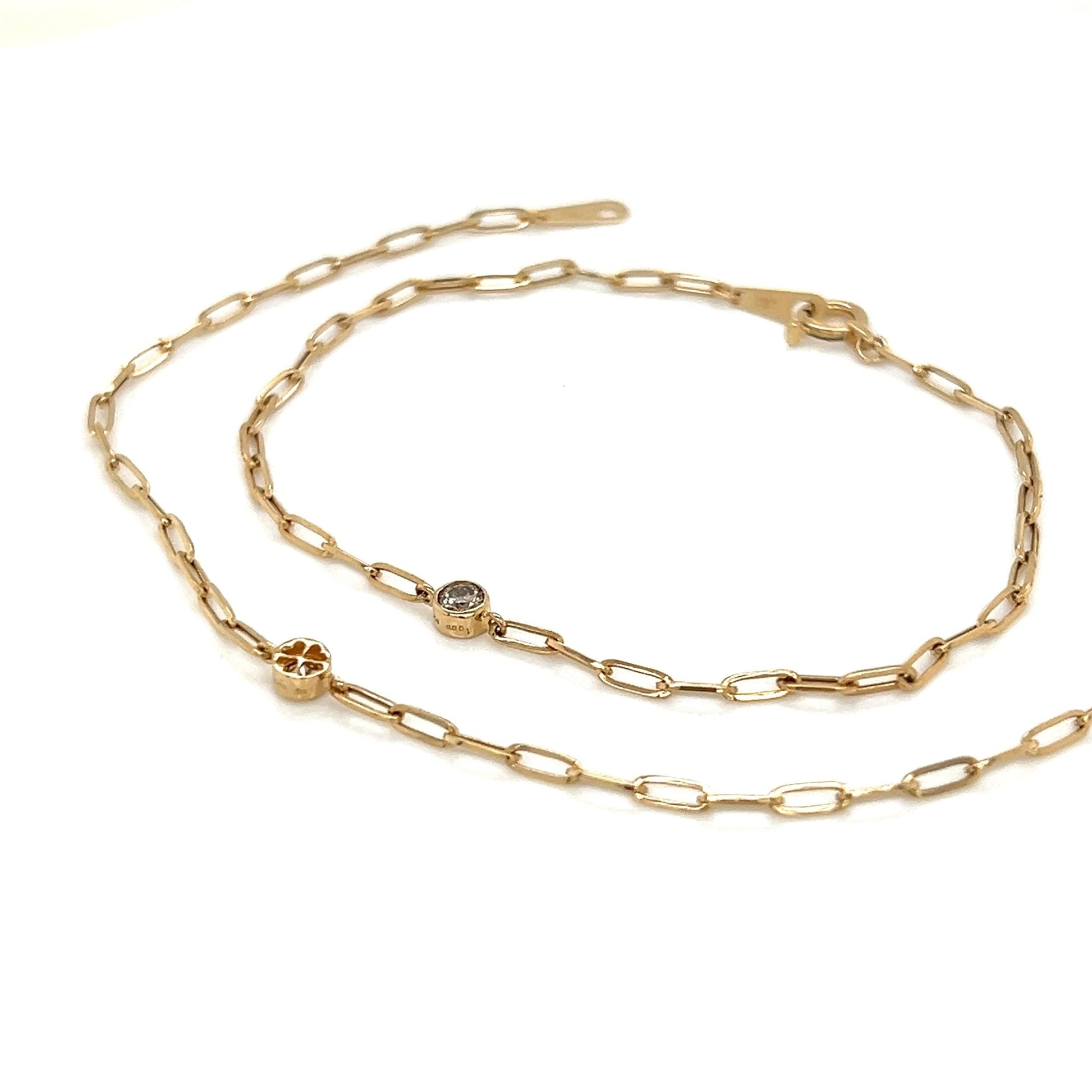 Paperclip Reversible Bubble Flower Bracelet 0.12ct - JMW Jewelry Wholesale