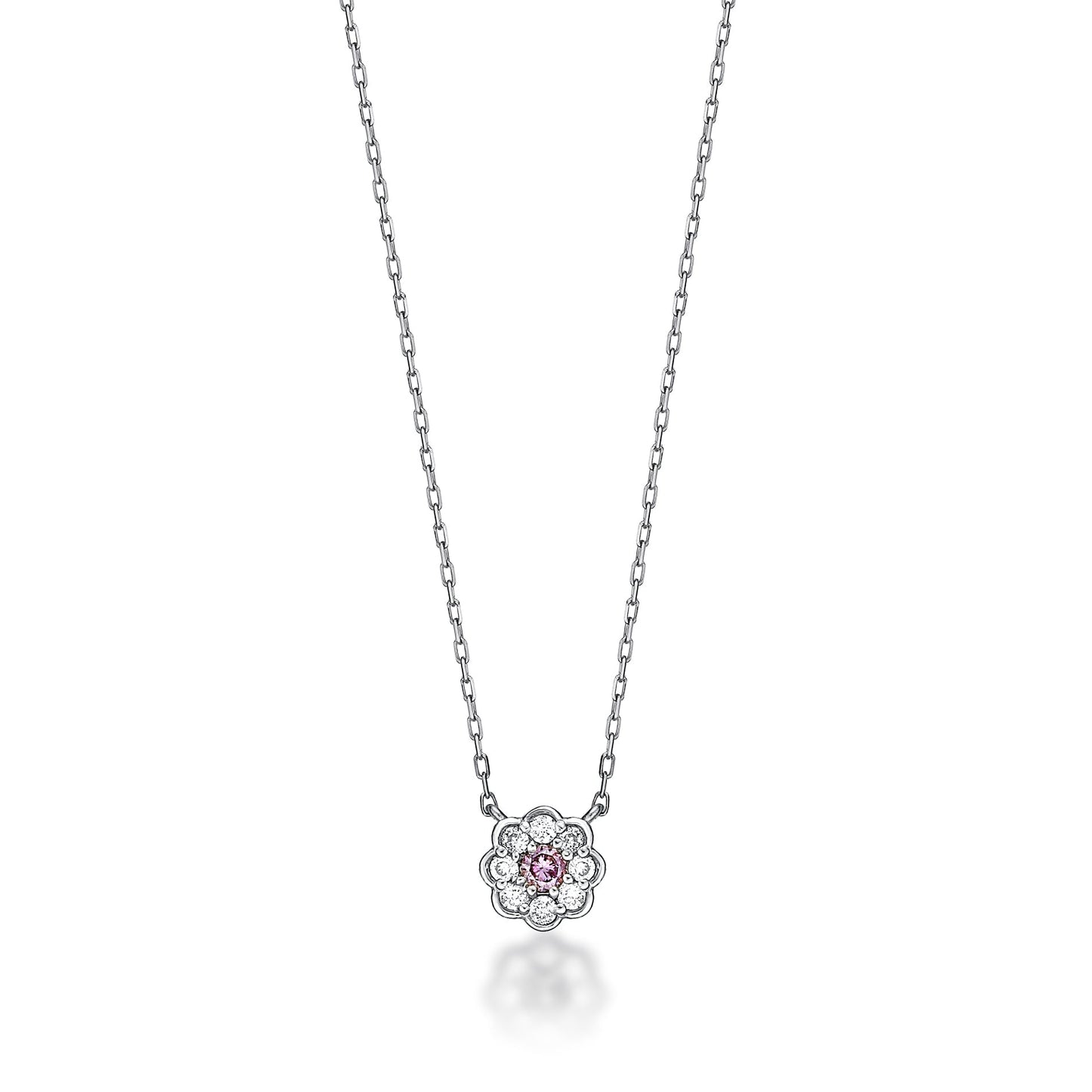 Pink Dia Flower Necklace 0.03ct/0.05ct - JMW Jewelry Wholesale