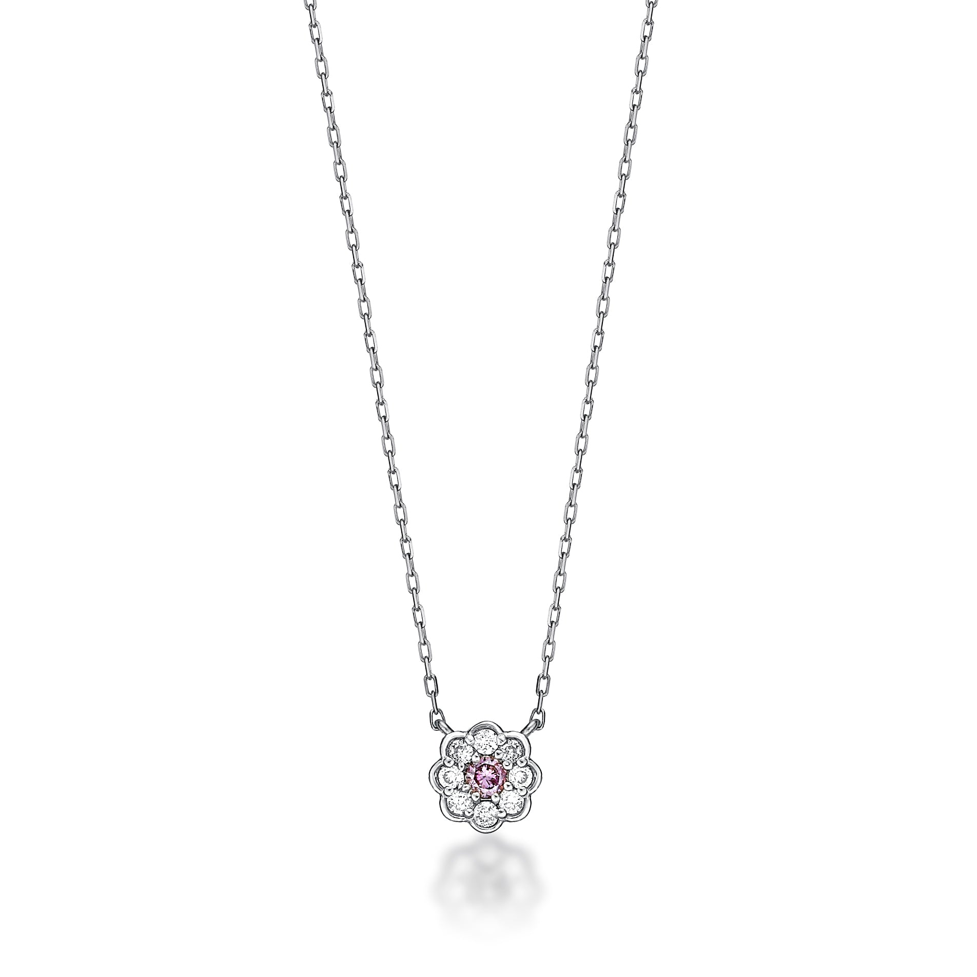 Pink Dia Flower Necklace 0.03ct/0.05ct - JMW Jewelry Wholesale