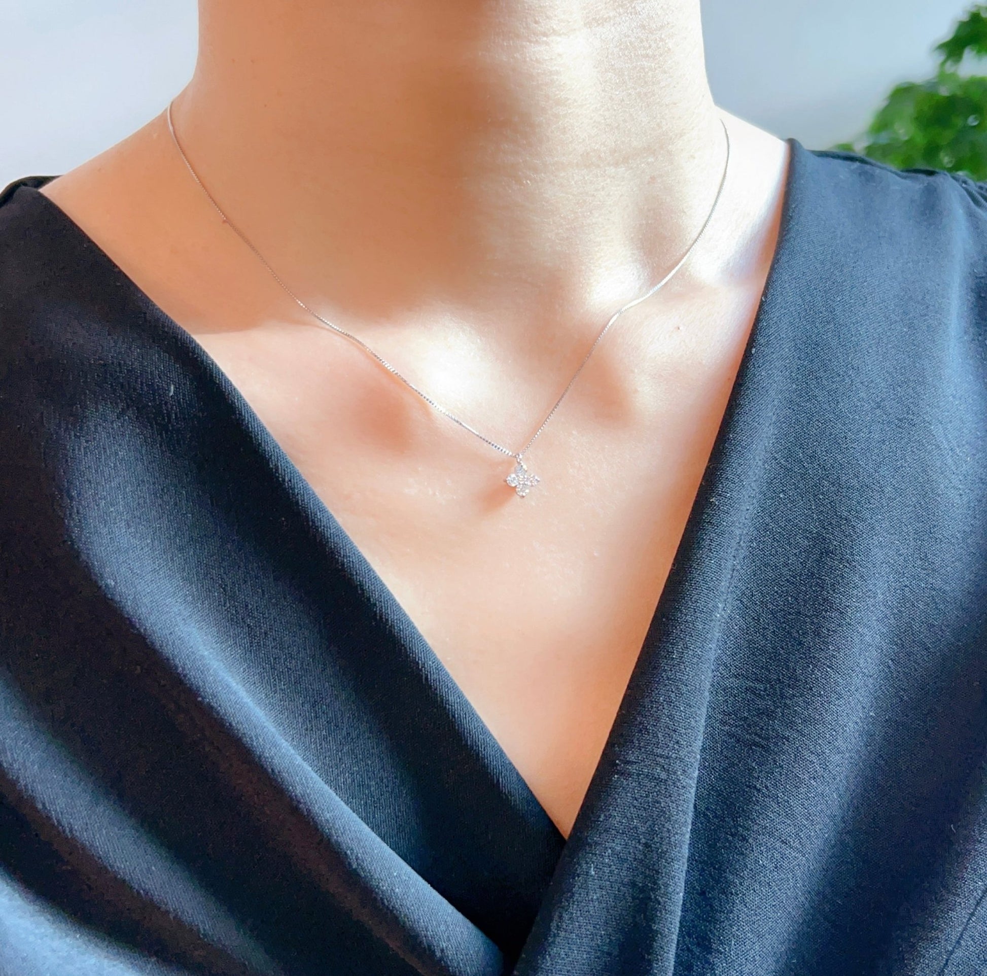 Pink Dia Four Tip Flower Necklace 0.012/0.22ct - JMW Jewelry Wholesale