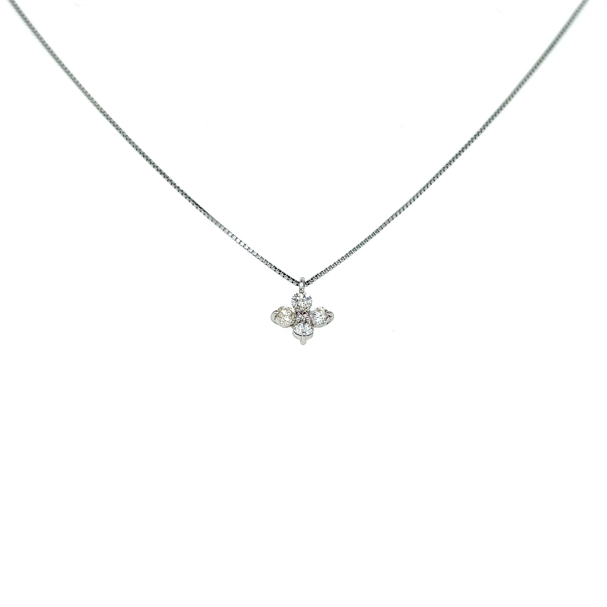 Pink Dia Four Tip Flower Necklace 0.012/0.22ct - JMW Jewelry Wholesale