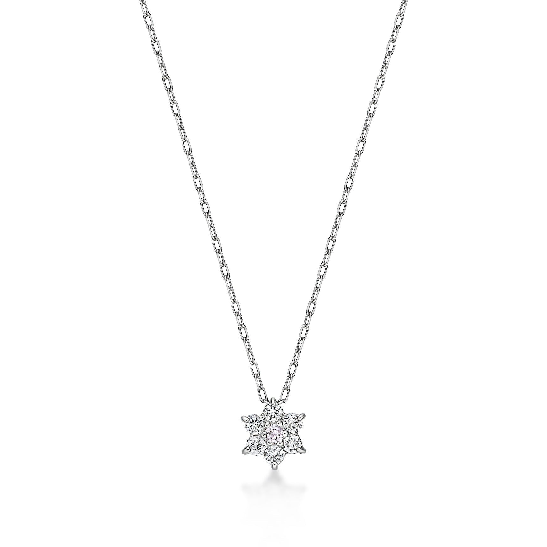 Pink Dia Hexagram Necklace 0.012ct/0.08ct - JMW Jewelry Wholesale