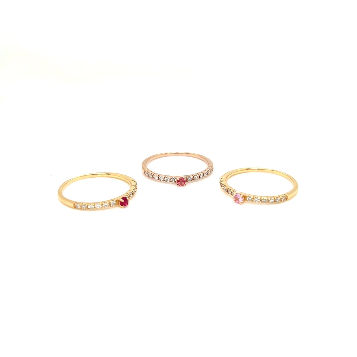 Pink Sapphire Pinky Four Claw Pave Ring 0.04/0.07ct - JMW Jewelry Wholesale