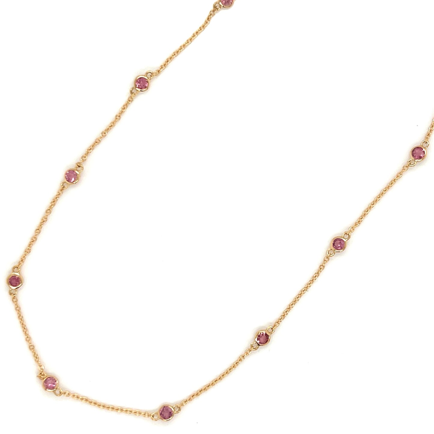 Pink Tourmaline Bubble Station Necklace - JMW Jewelry Wholesale