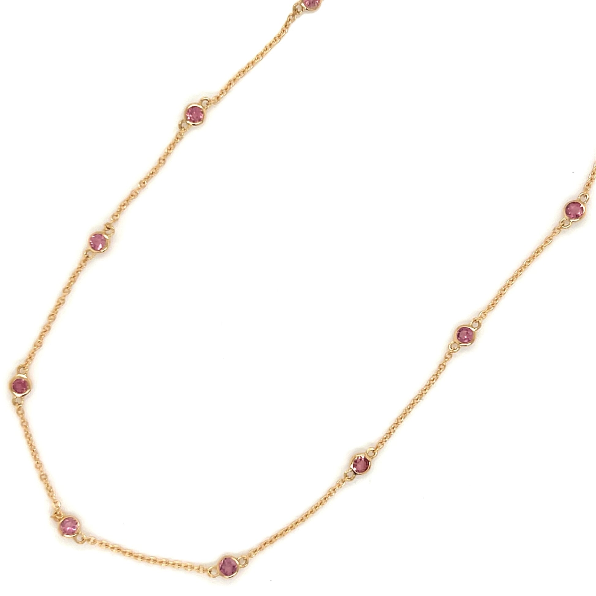 Pink Tourmaline Bubble Station Necklace - JMW Jewelry Wholesale