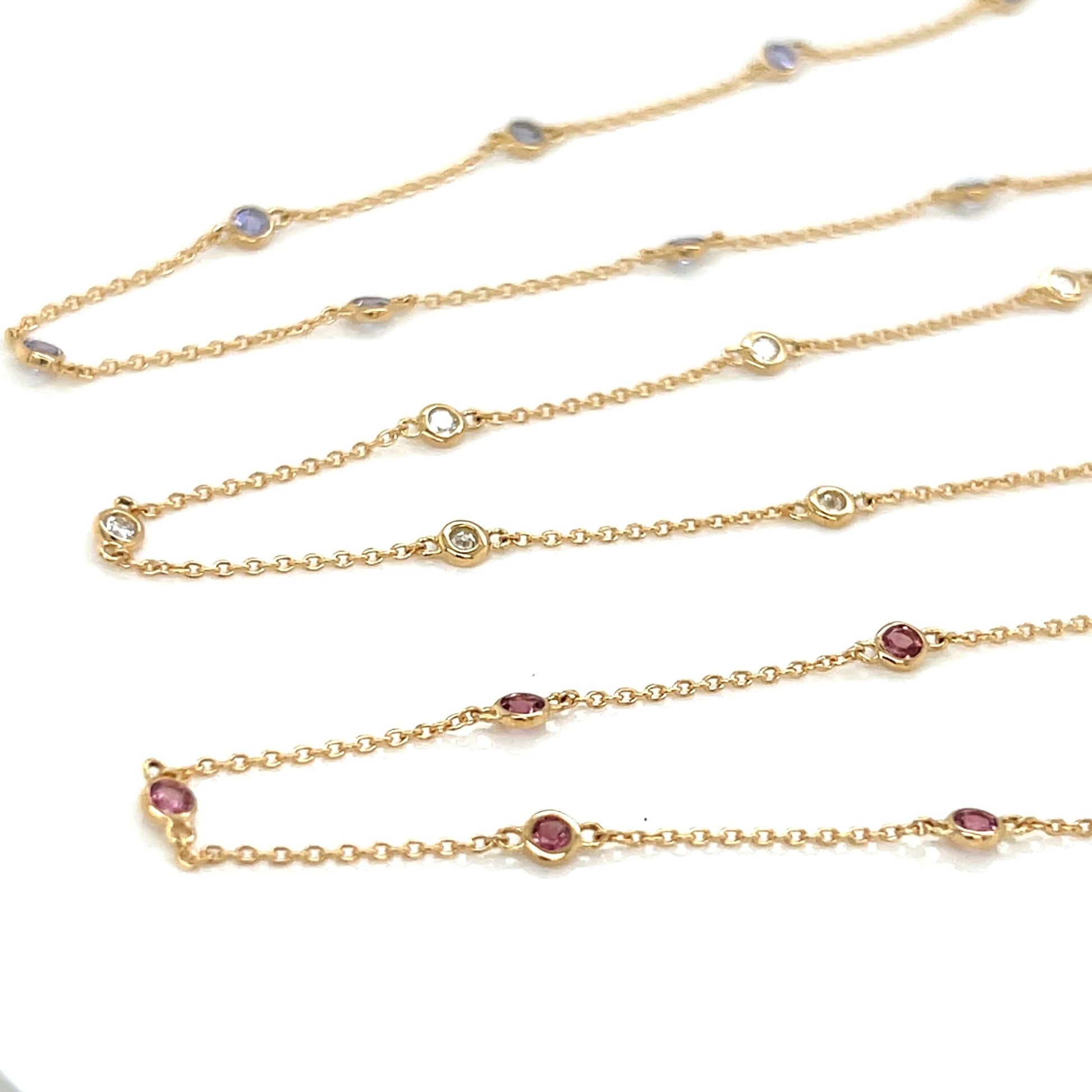 Pink Tourmaline Bubble Station Necklace - JMW Jewelry Wholesale