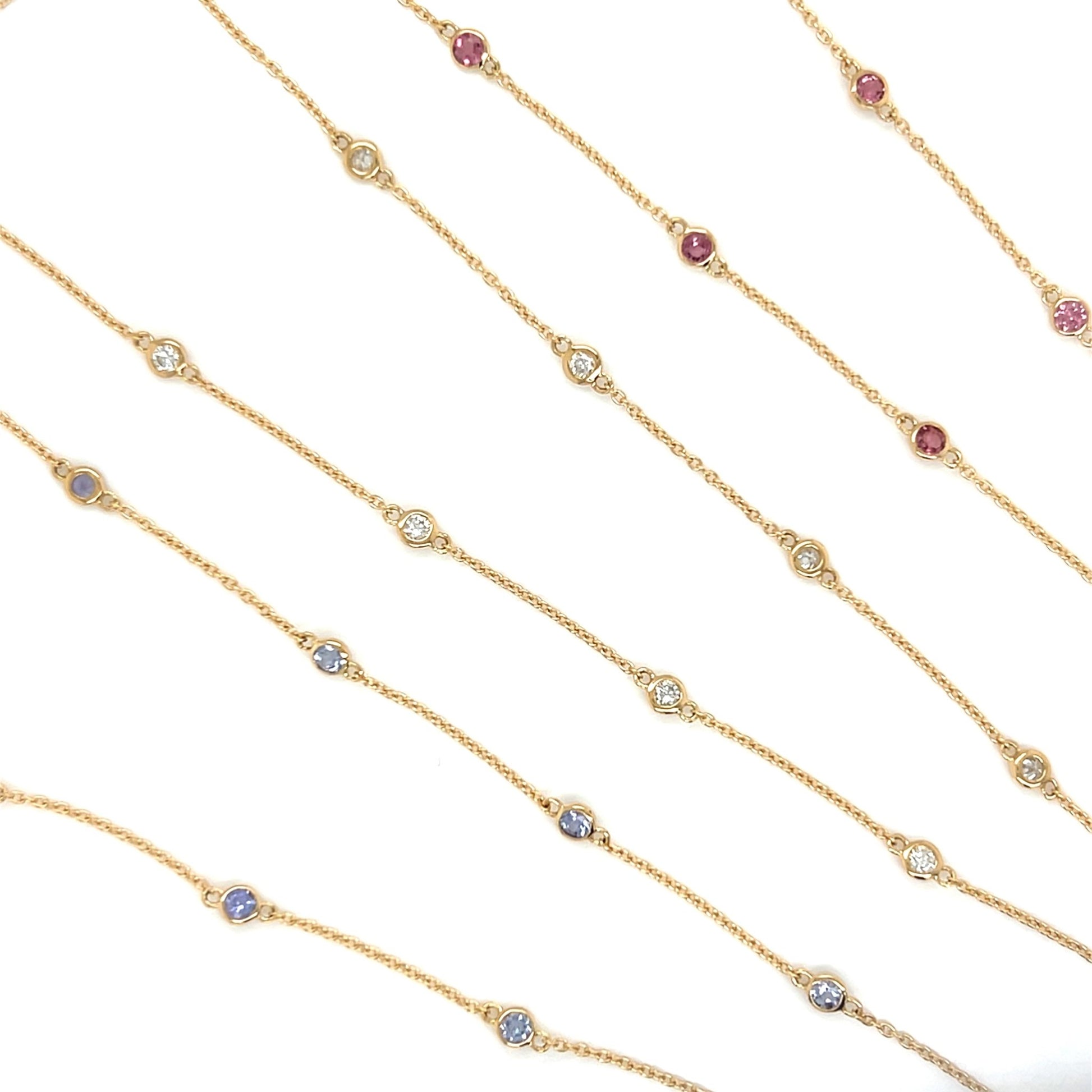 Pink Tourmaline Bubble Station Necklace - JMW Jewelry Wholesale