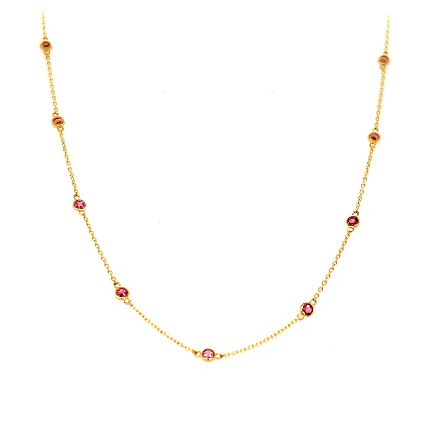 Pink Tourmaline Bubble Station Necklace - JMW Jewelry Wholesale