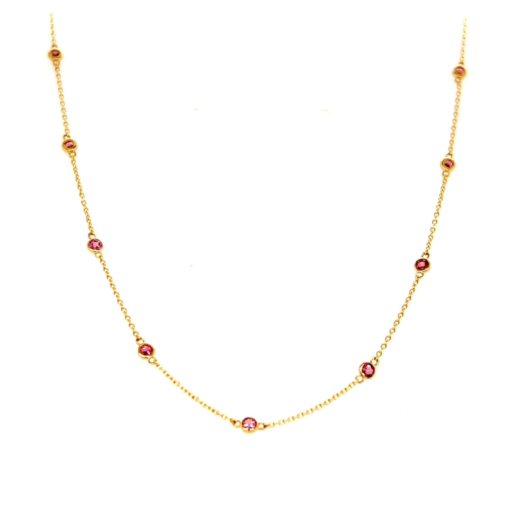 Pink Tourmaline Bubble Station Necklace - JMW Jewelry Wholesale