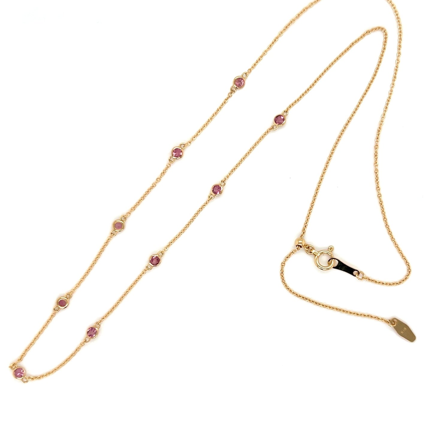 Pink Tourmaline Bubble Station Necklace - JMW Jewelry Wholesale