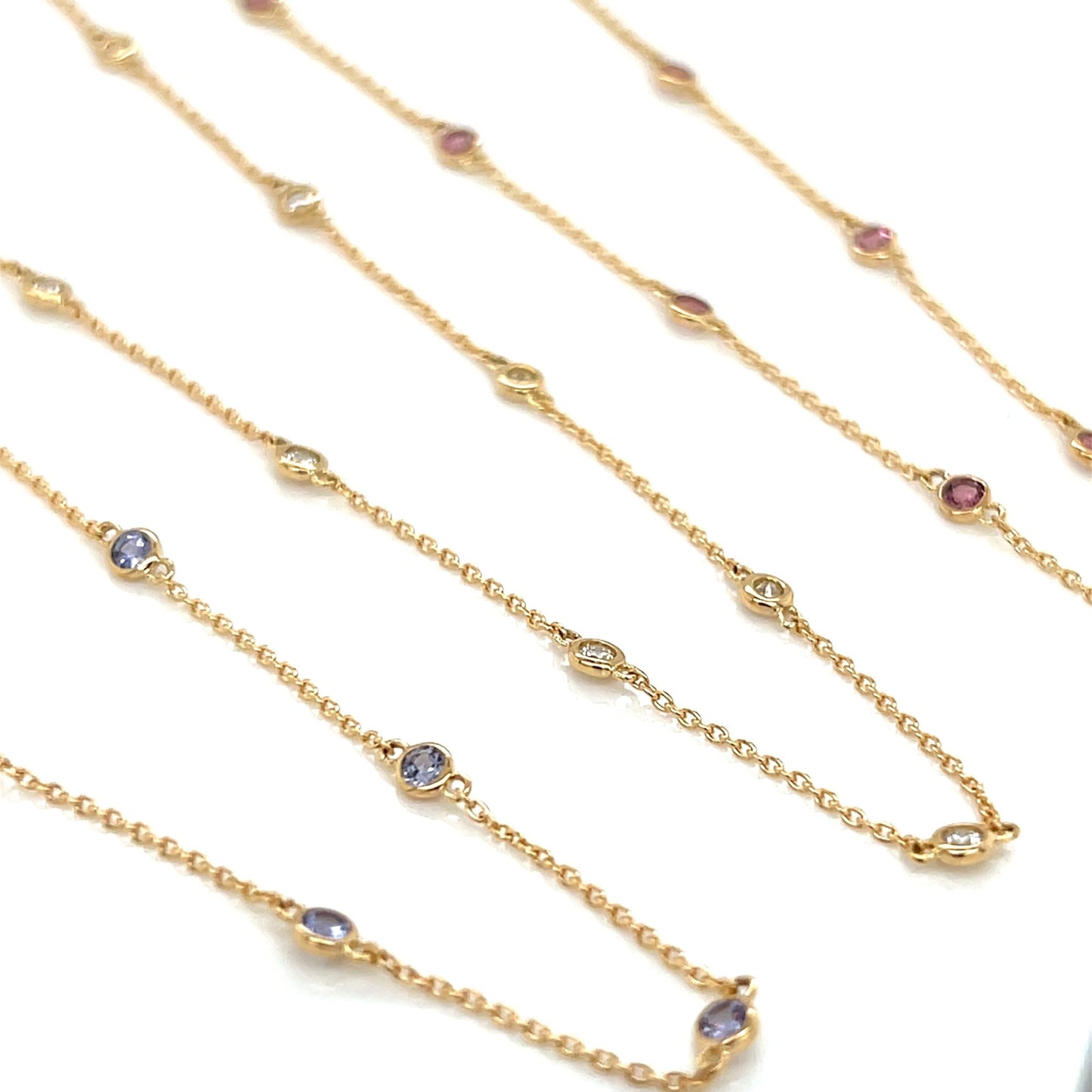 Pink Tourmaline Bubble Station Necklace - JMW Jewelry Wholesale