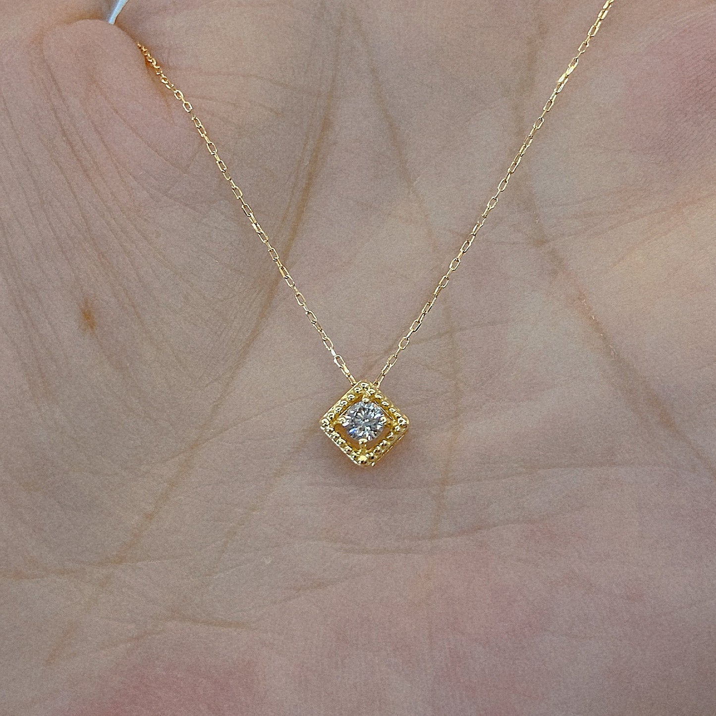 Rhombus Birthstone Necklace (Apr - Diamond) - JMW Jewelry Wholesale