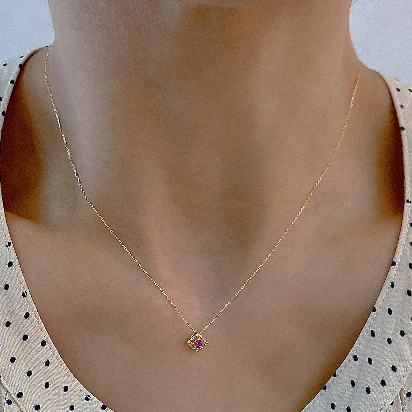 Rhombus Birthstone Necklace (Jul - Ruby) - JMW Jewelry Wholesale