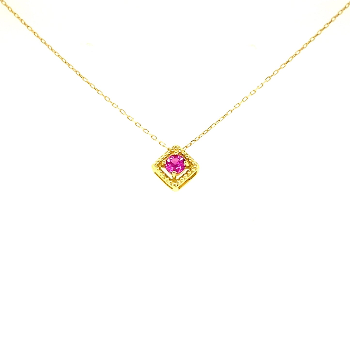Rhombus Birthstone Necklace (Jul - Ruby) - JMW Jewelry Wholesale