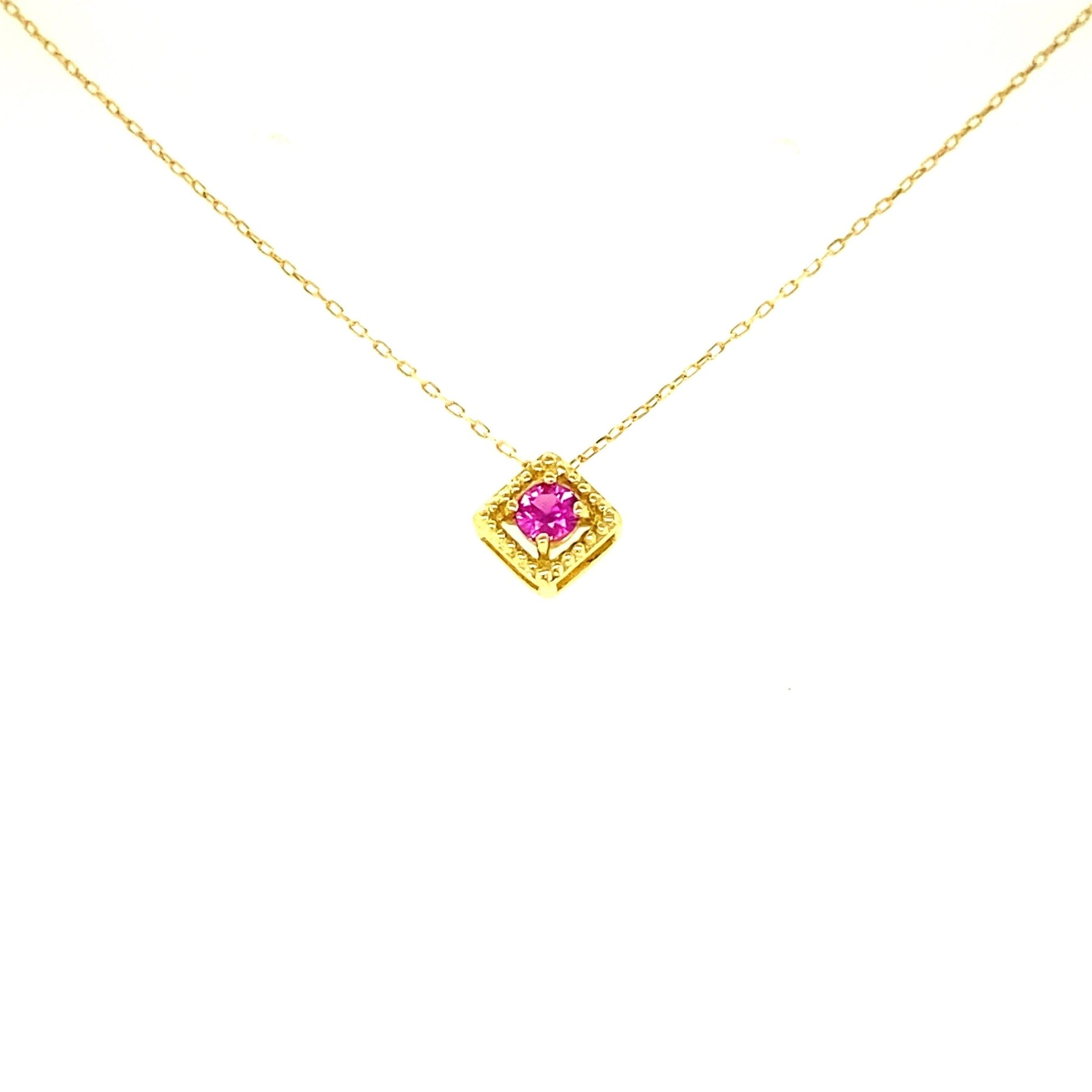 Rhombus Birthstone Necklace (Jul - Ruby) - JMW Jewelry Wholesale