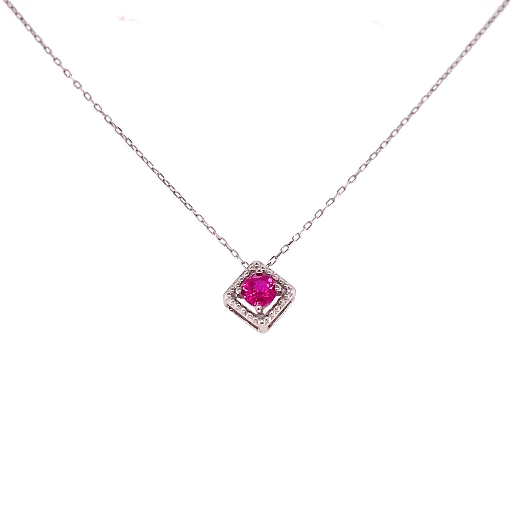 Rhombus Birthstone Necklace (Jul - Ruby) - JMW Jewelry Wholesale