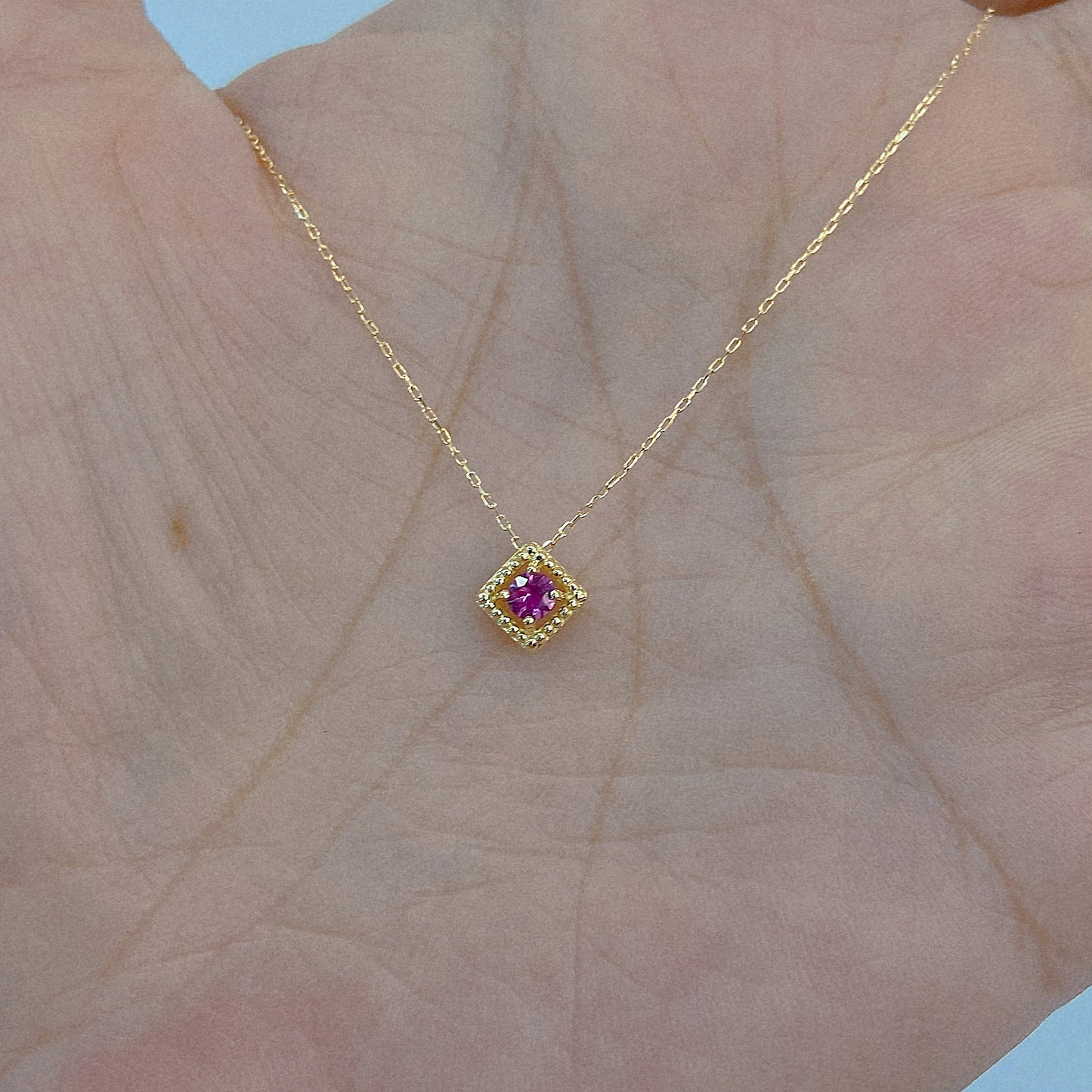 Rhombus Birthstone Necklace (Jul - Ruby) - JMW Jewelry Wholesale