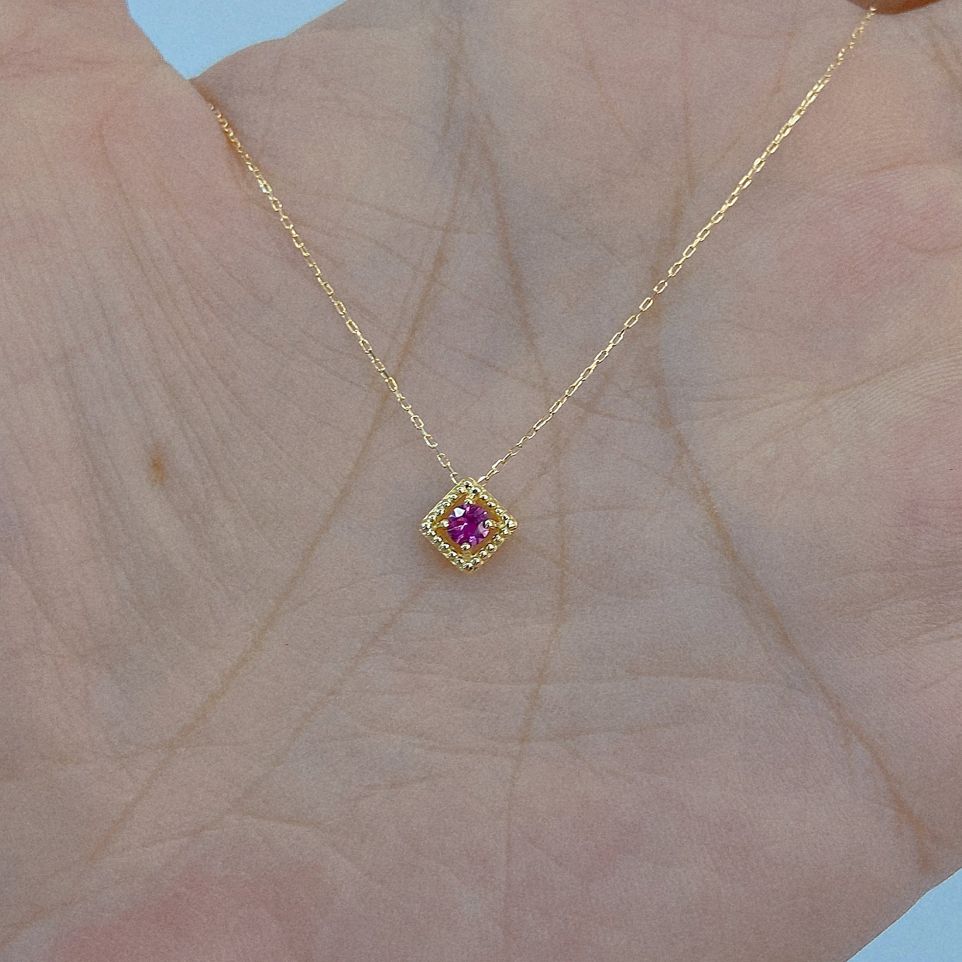 Rhombus Birthstone Necklace (Jul - Ruby) - JMW Jewelry Wholesale