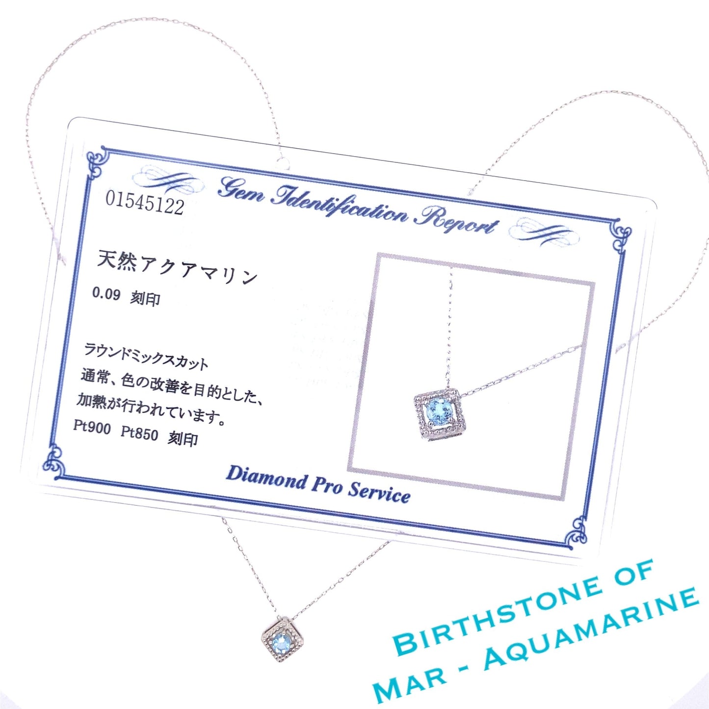 Rhombus Birthstone Necklace (Mar - Aquamarine) - JMW Jewelry Wholesale