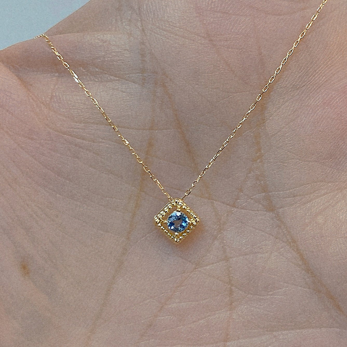 Rhombus Birthstone Necklace (Mar - Aquamarine) - JMW Jewelry Wholesale
