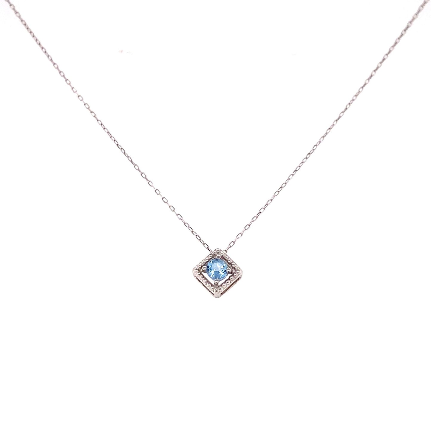 Rhombus Birthstone Necklace (Mar - Aquamarine) - JMW Jewelry Wholesale
