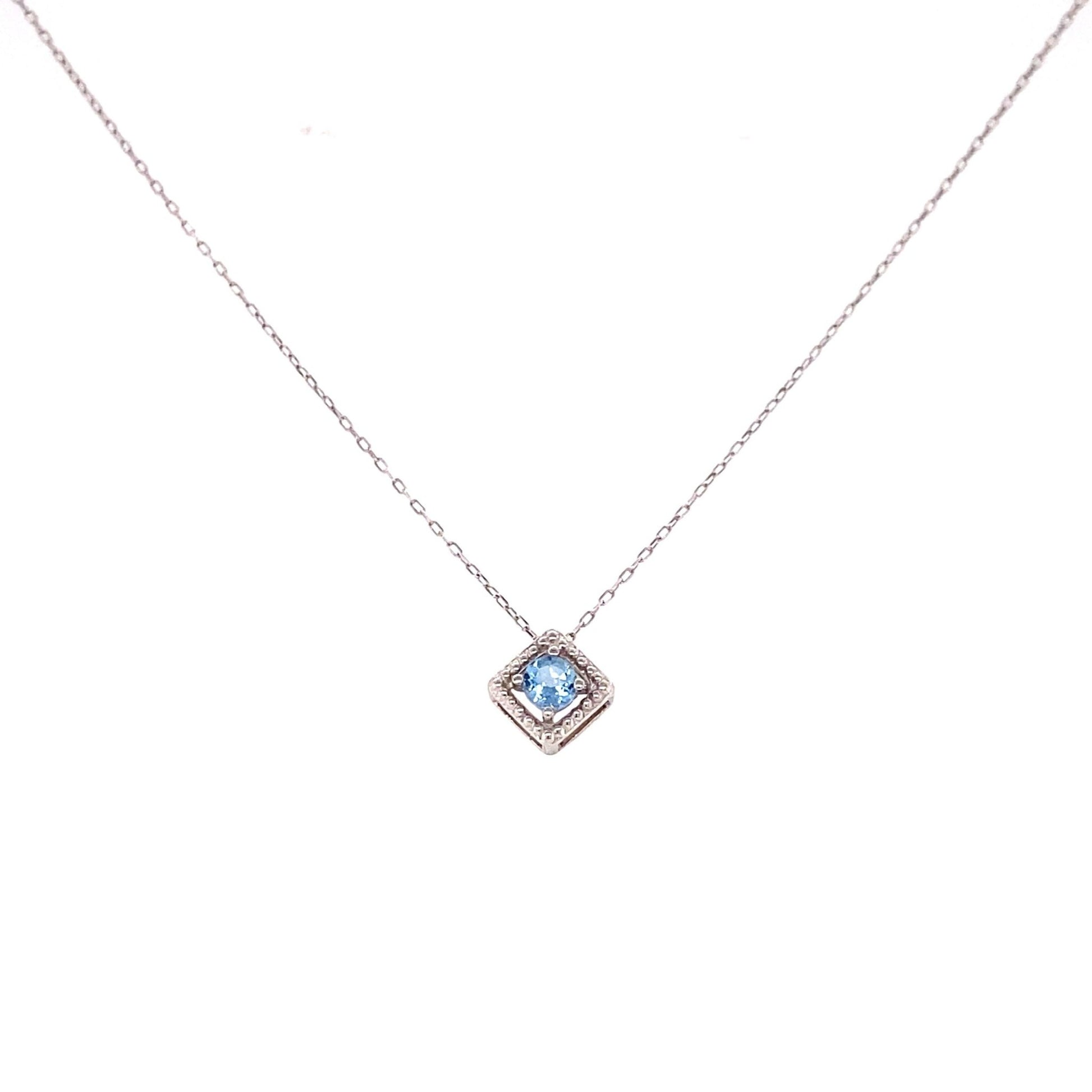 Rhombus Birthstone Necklace (Mar - Aquamarine) - JMW Jewelry Wholesale