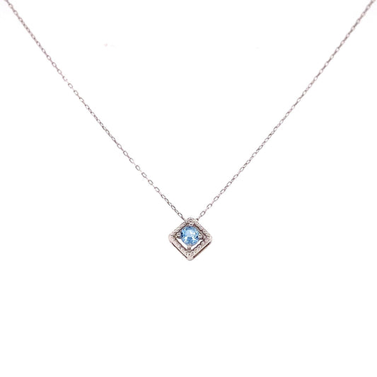Rhombus Birthstone Necklace (Mar - Aquamarine) - JMW Jewelry Wholesale