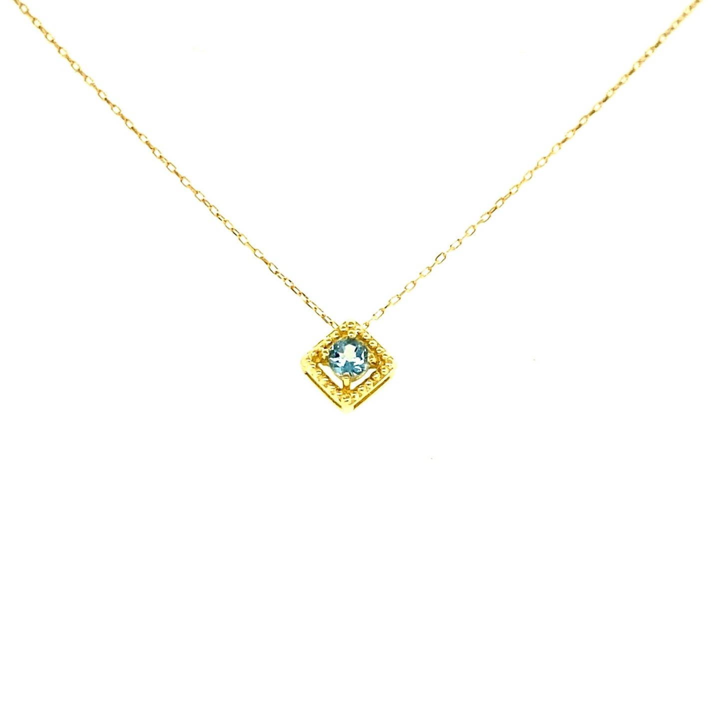 Rhombus Birthstone Necklace (Mar - Aquamarine) - JMW Jewelry Wholesale