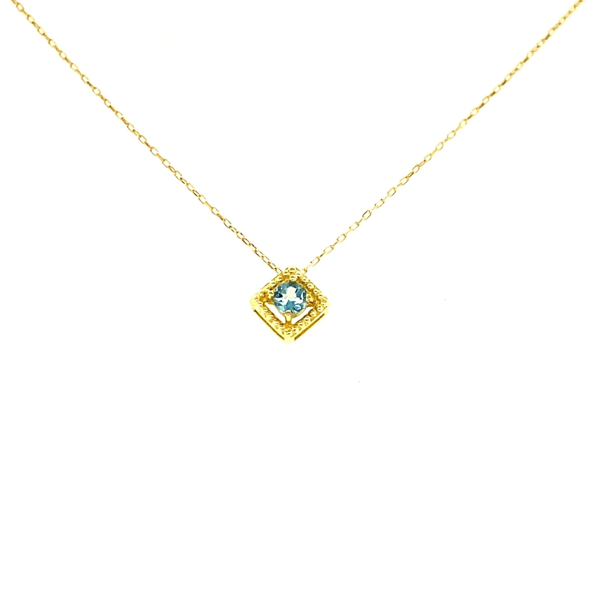 Rhombus Birthstone Necklace (Mar - Aquamarine) - JMW Jewelry Wholesale