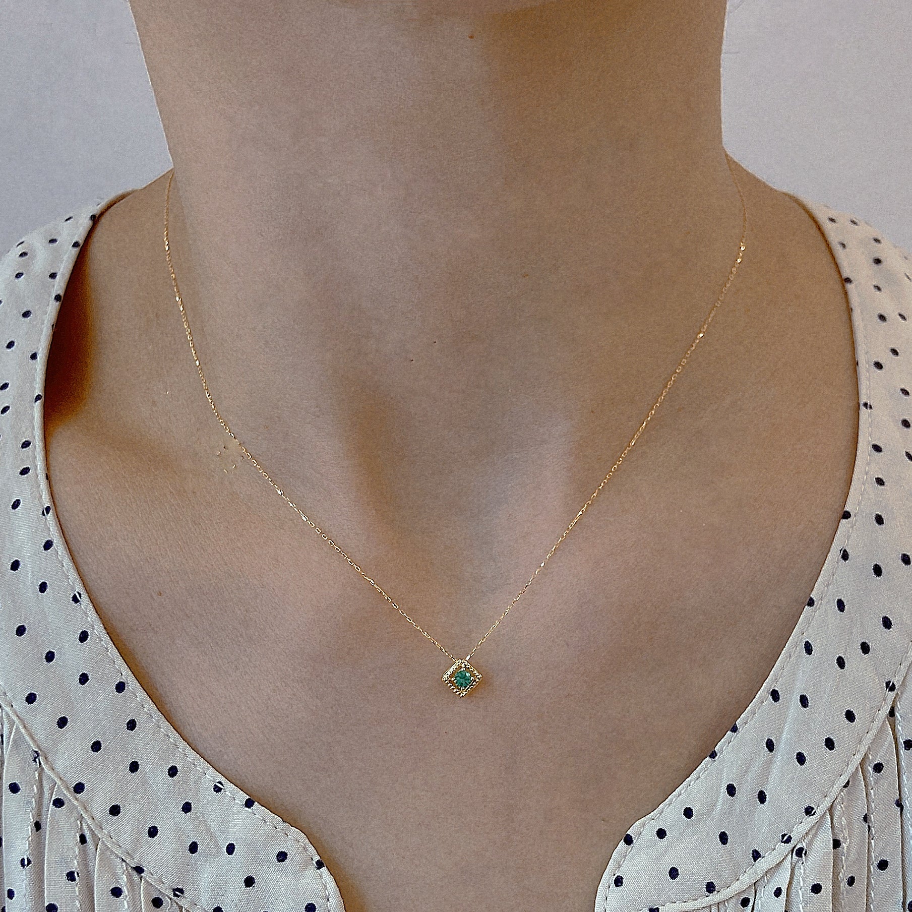 Rhombus Birthstone Necklace (May - Emerald) - JMW Jewelry Wholesale