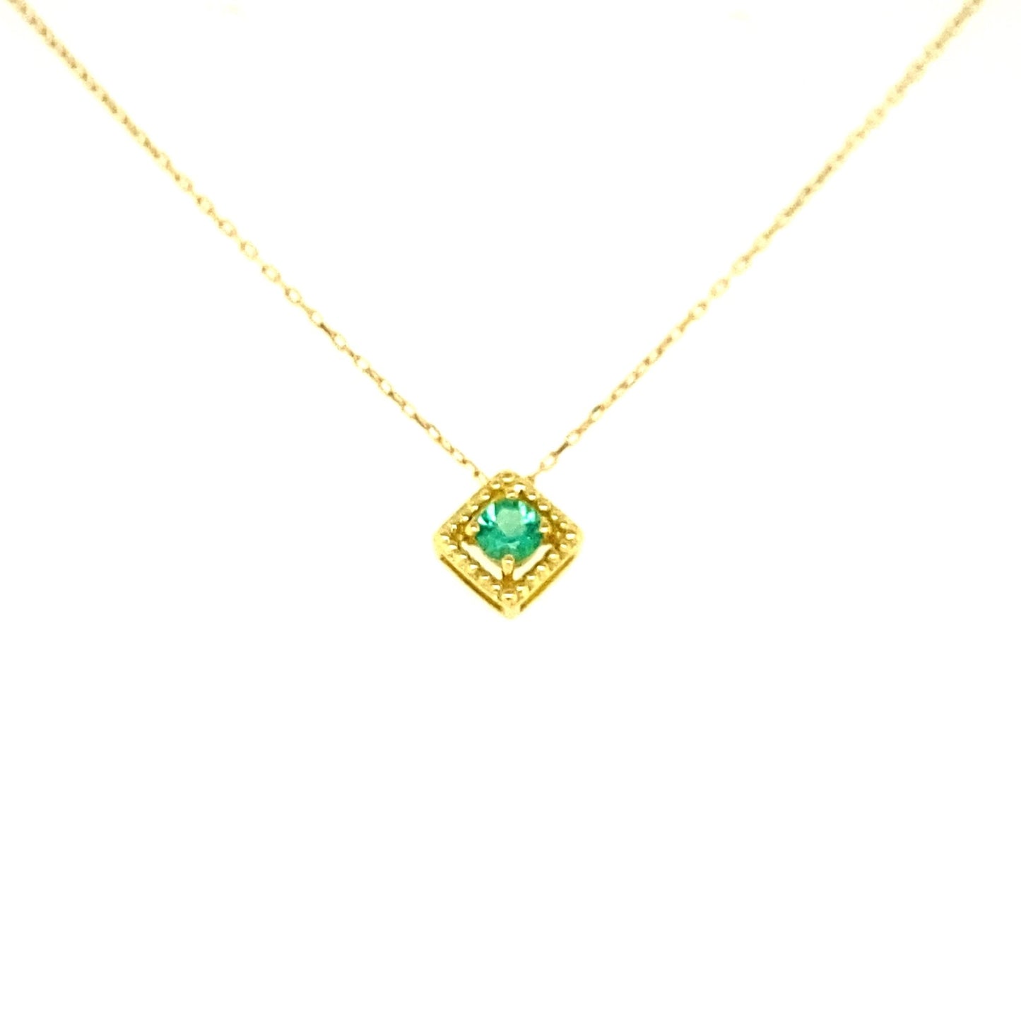 Rhombus Birthstone Necklace (May - Emerald) - JMW Jewelry Wholesale