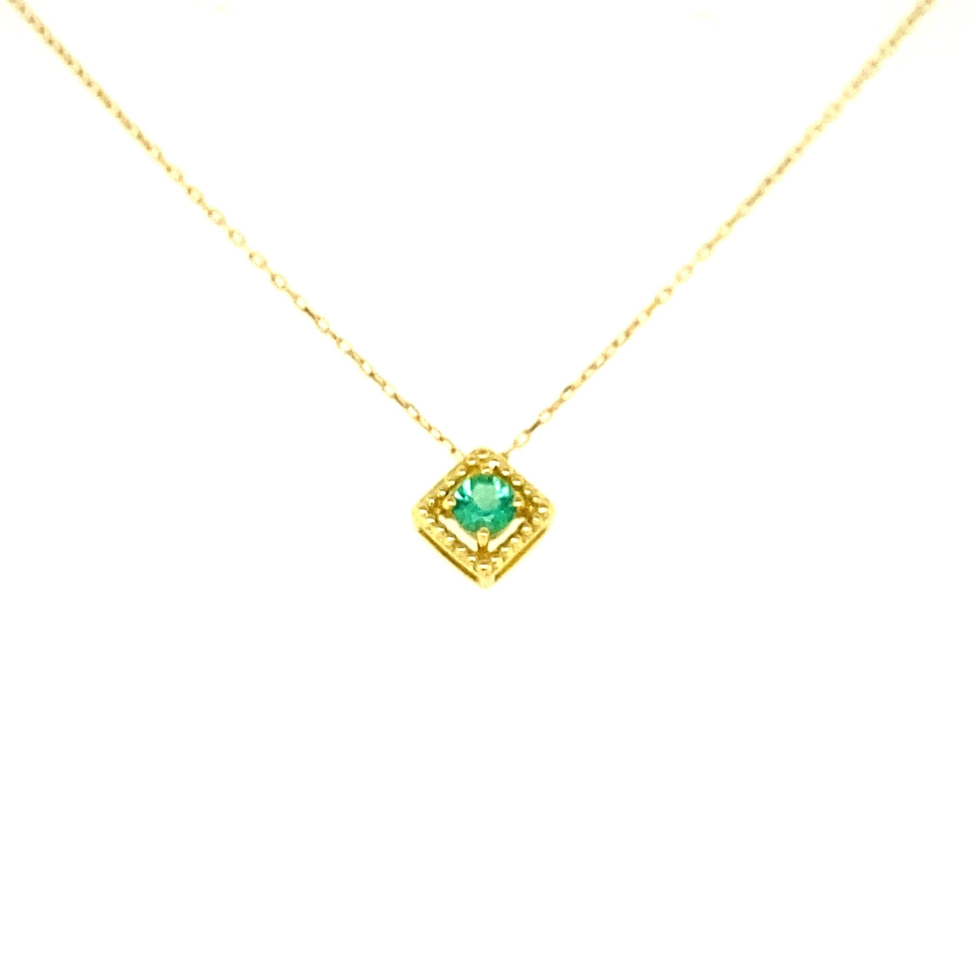 Rhombus Birthstone Necklace (May - Emerald) - JMW Jewelry Wholesale