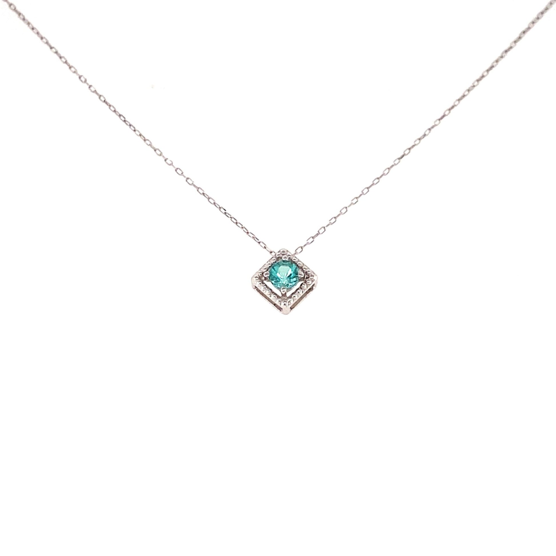 Rhombus Birthstone Necklace (May - Emerald) - JMW Jewelry Wholesale