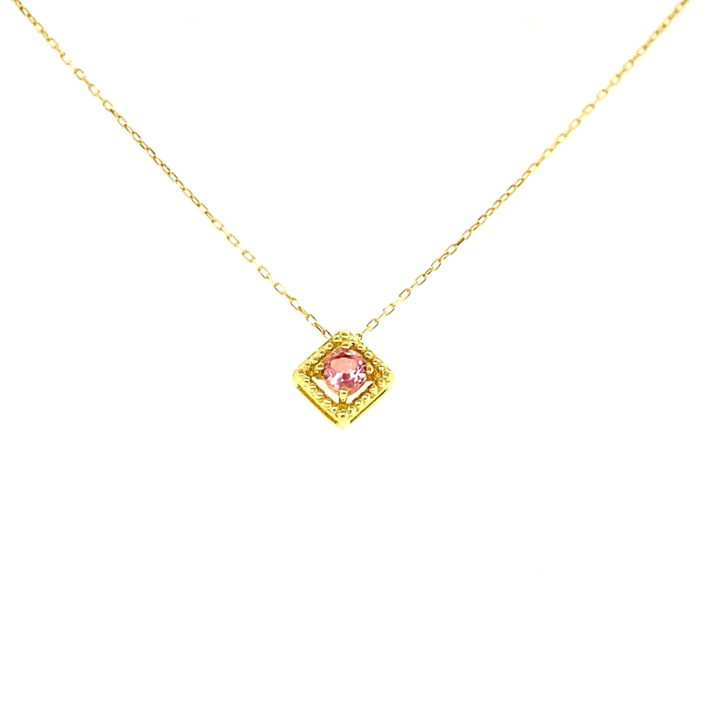Rhombus Birthstone Necklace (Oct - Pink Tourmaline) - JMW Jewelry Wholesale