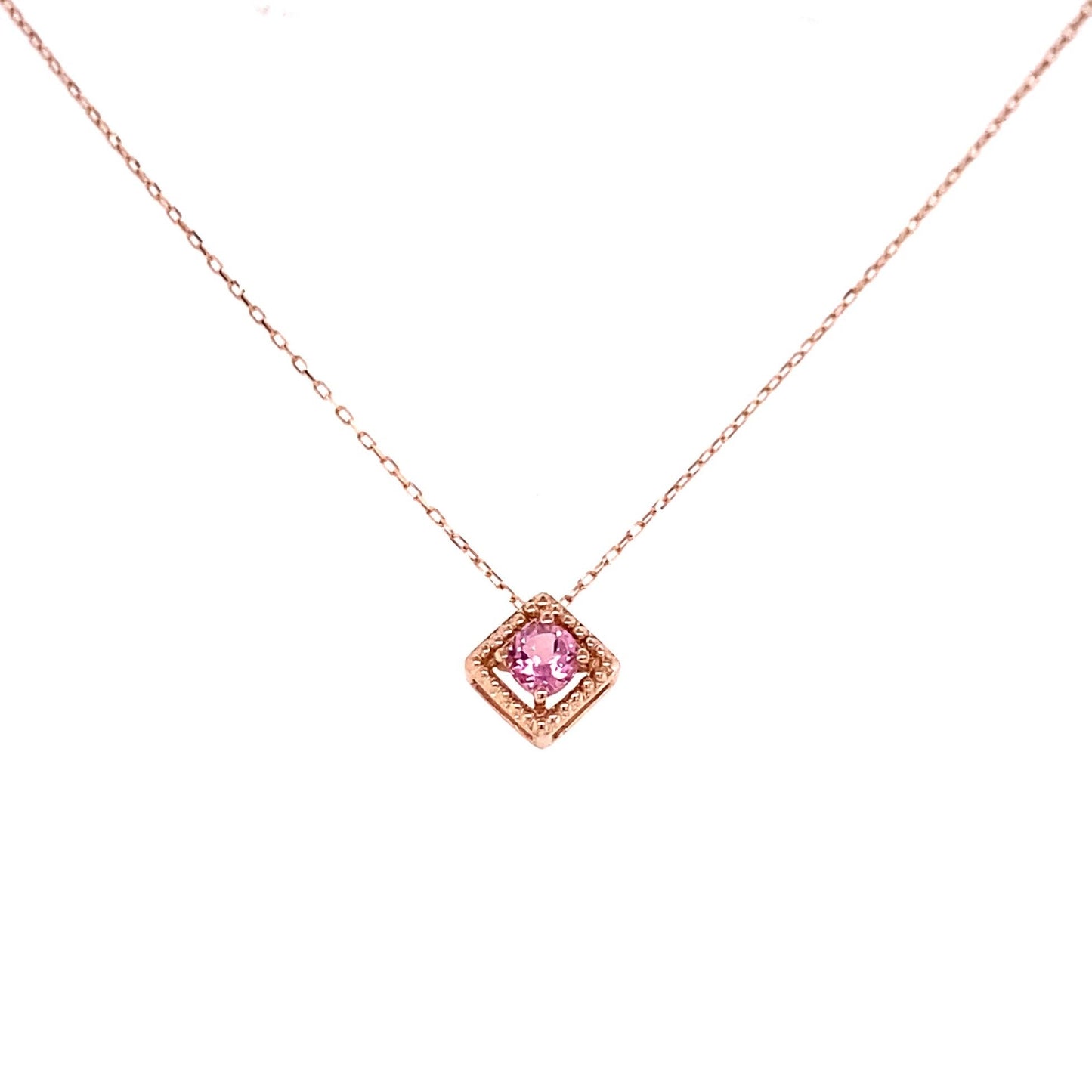 Rhombus Birthstone Necklace (Oct - Pink Tourmaline) - JMW Jewelry Wholesale