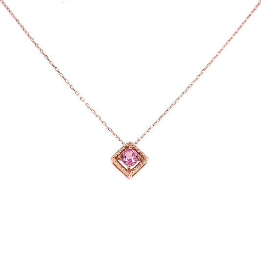 Rhombus Birthstone Necklace (Oct - Pink Tourmaline) - JMW Jewelry Wholesale