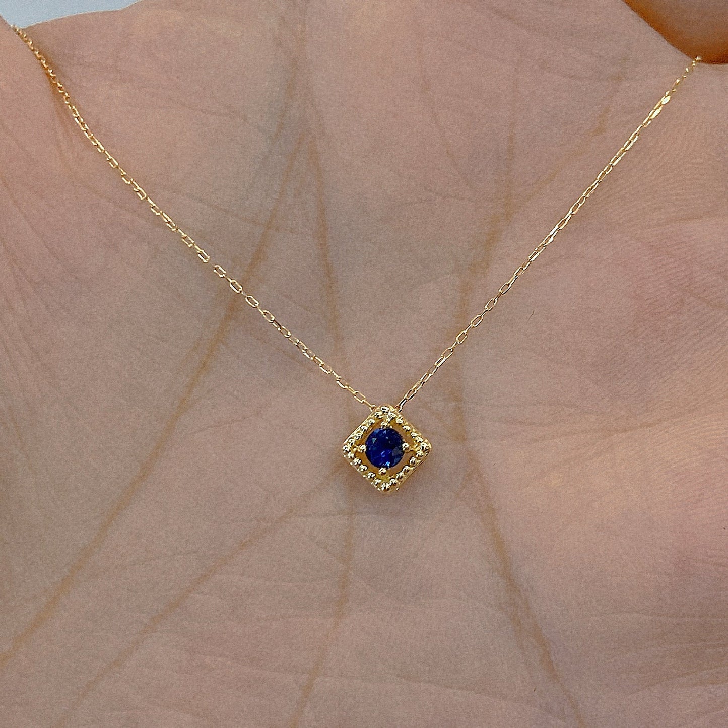 Rhombus Birthstone Necklace (Sep - Sapphire) - JMW Jewelry Wholesale
