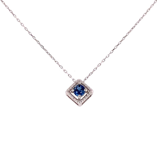 Rhombus Birthstone Necklace (Sep - Sapphire) - JMW Jewelry Wholesale