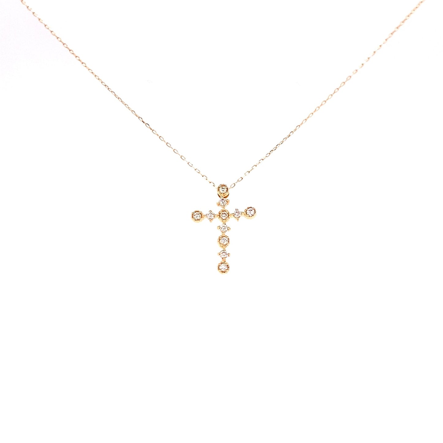 Rhombus/Round Cross Necklace 0.1ct - JMW Jewelry Wholesale