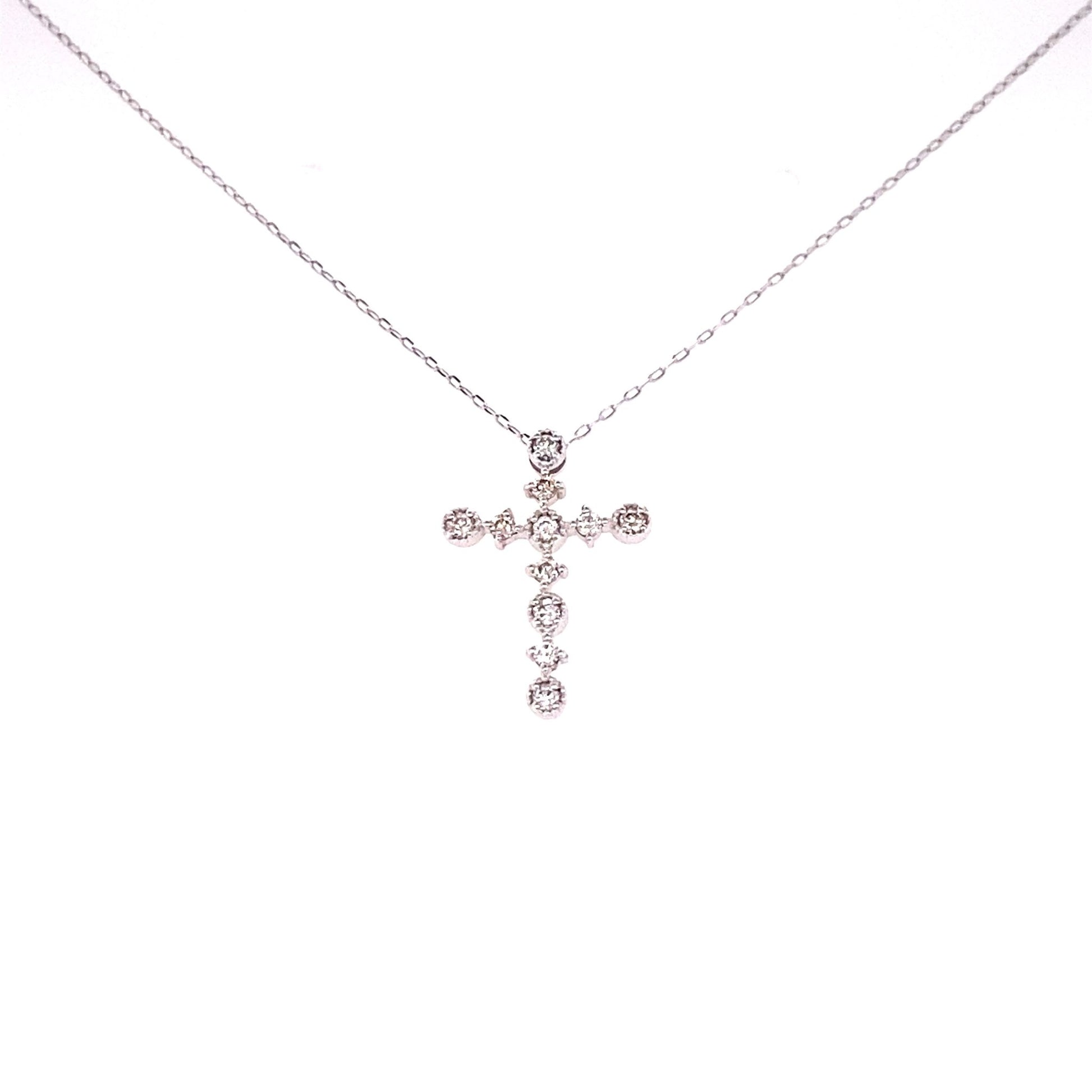 Rhombus/Round Cross Necklace 0.1ct - JMW Jewelry Wholesale