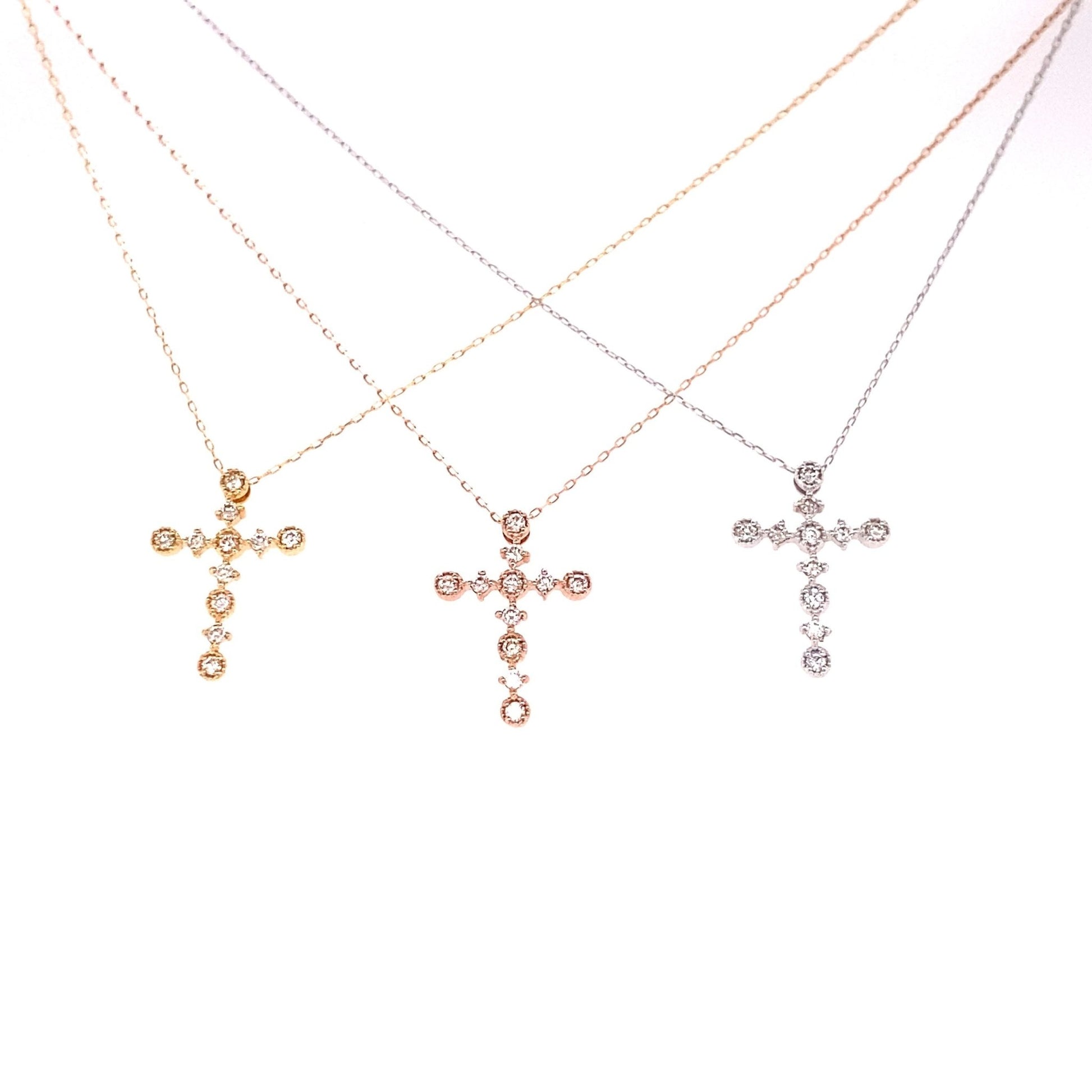 Rhombus/Round Cross Necklace 0.1ct - JMW Jewelry Wholesale