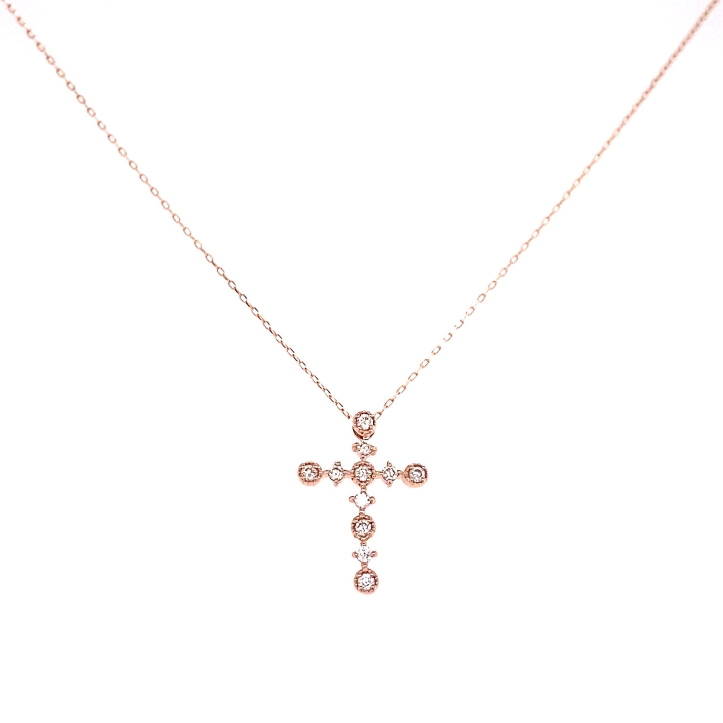 Rhombus/Round Cross Necklace 0.1ct - JMW Jewelry Wholesale
