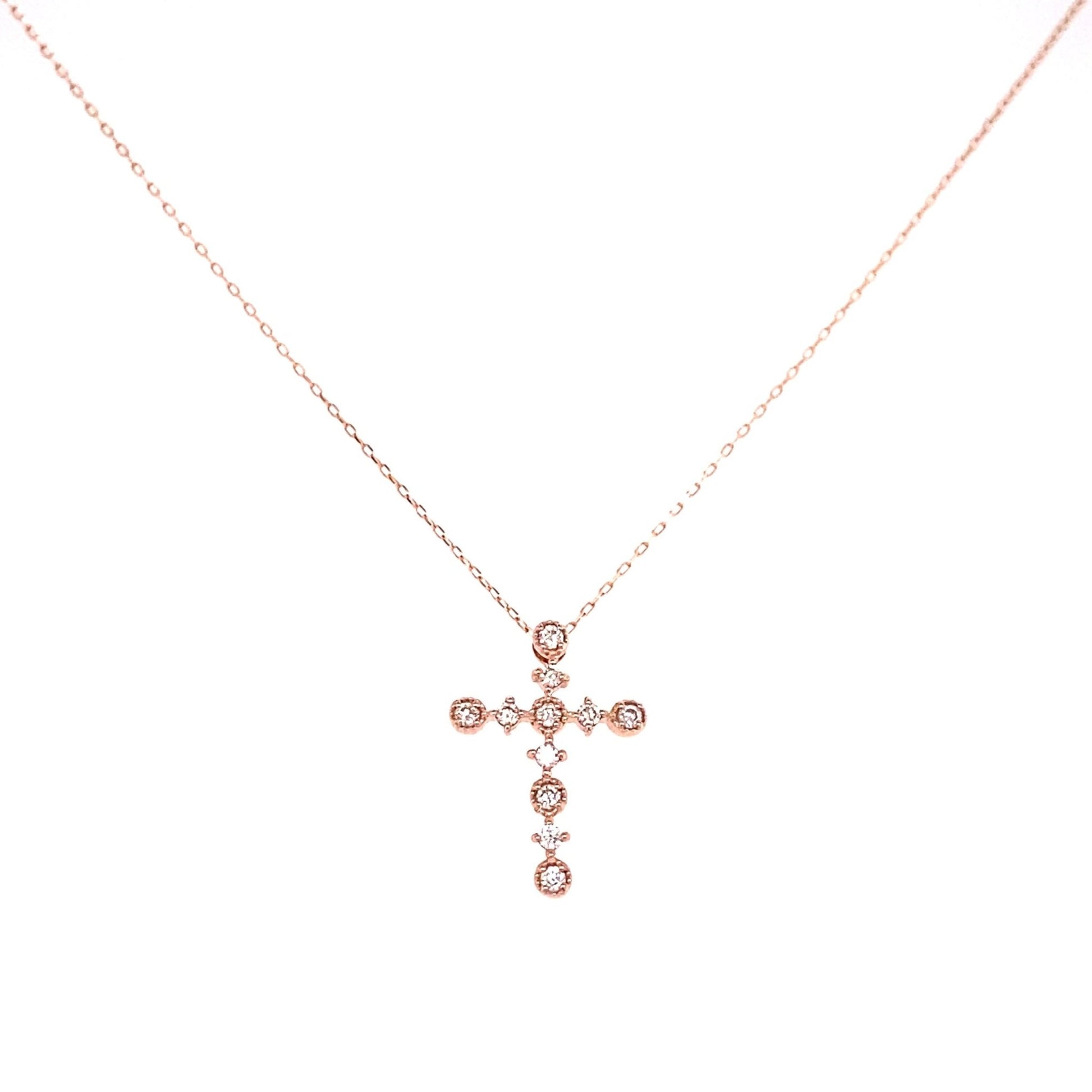 Rhombus/Round Cross Necklace 0.1ct - JMW Jewelry Wholesale