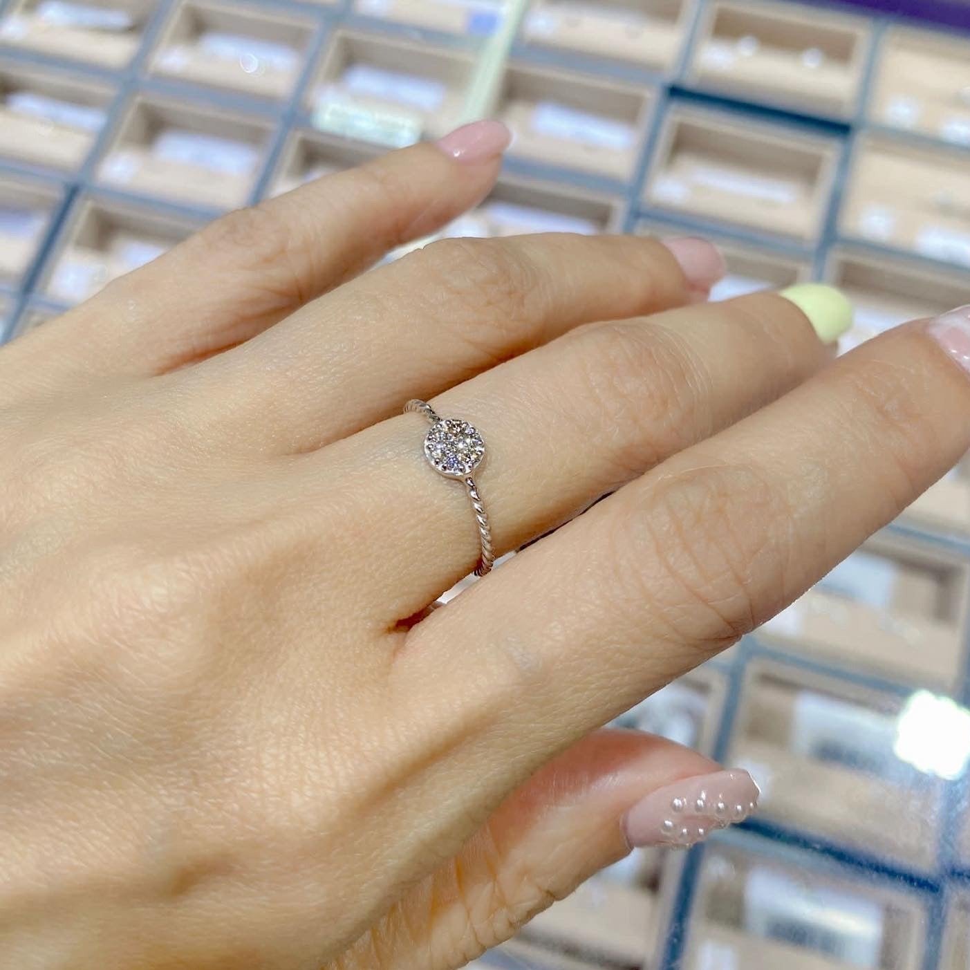 Round Flower Ripple Ring 0.1ct - JMW Jewelry Wholesale