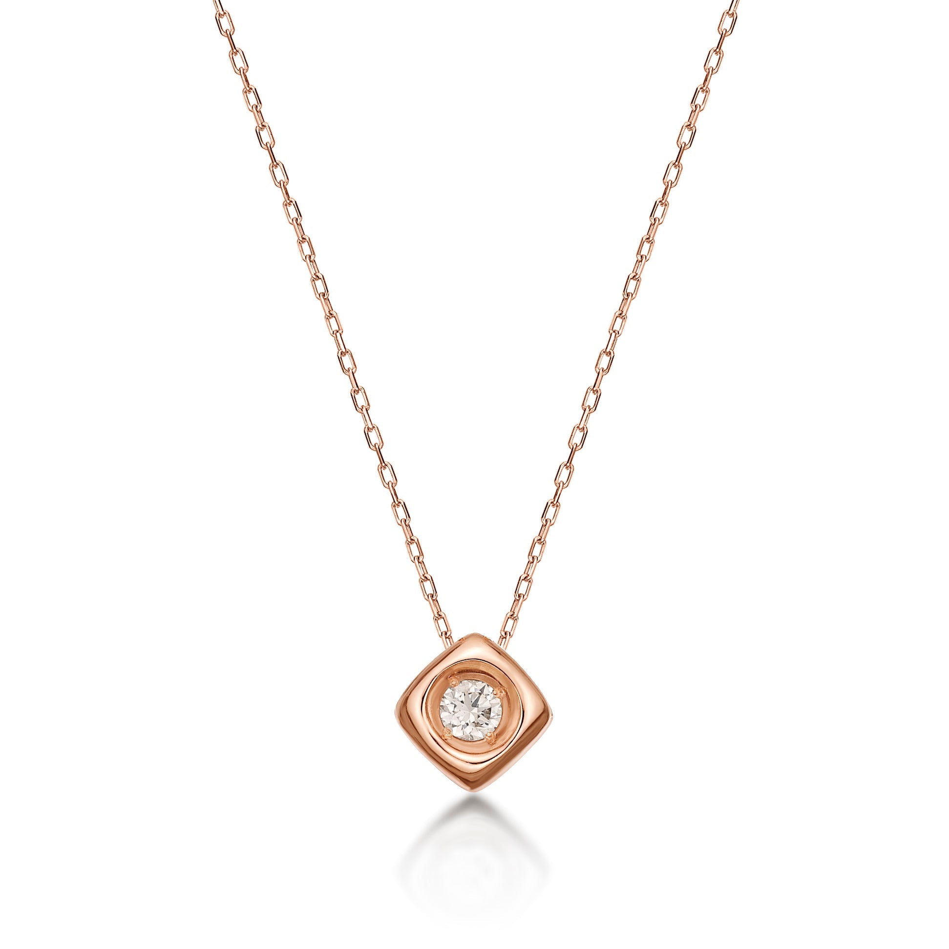 Single Dia Bezel Rhombus Necklace 0.08ct - JMW Jewelry Wholesale