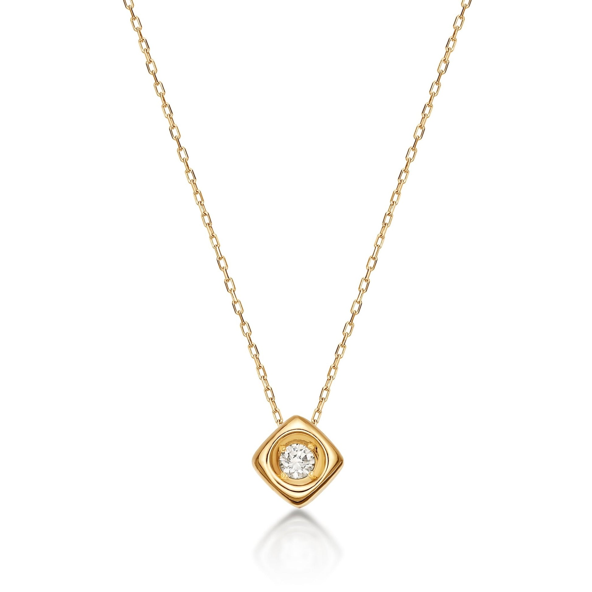 Single Dia Bezel Rhombus Necklace 0.08ct - JMW Jewelry Wholesale