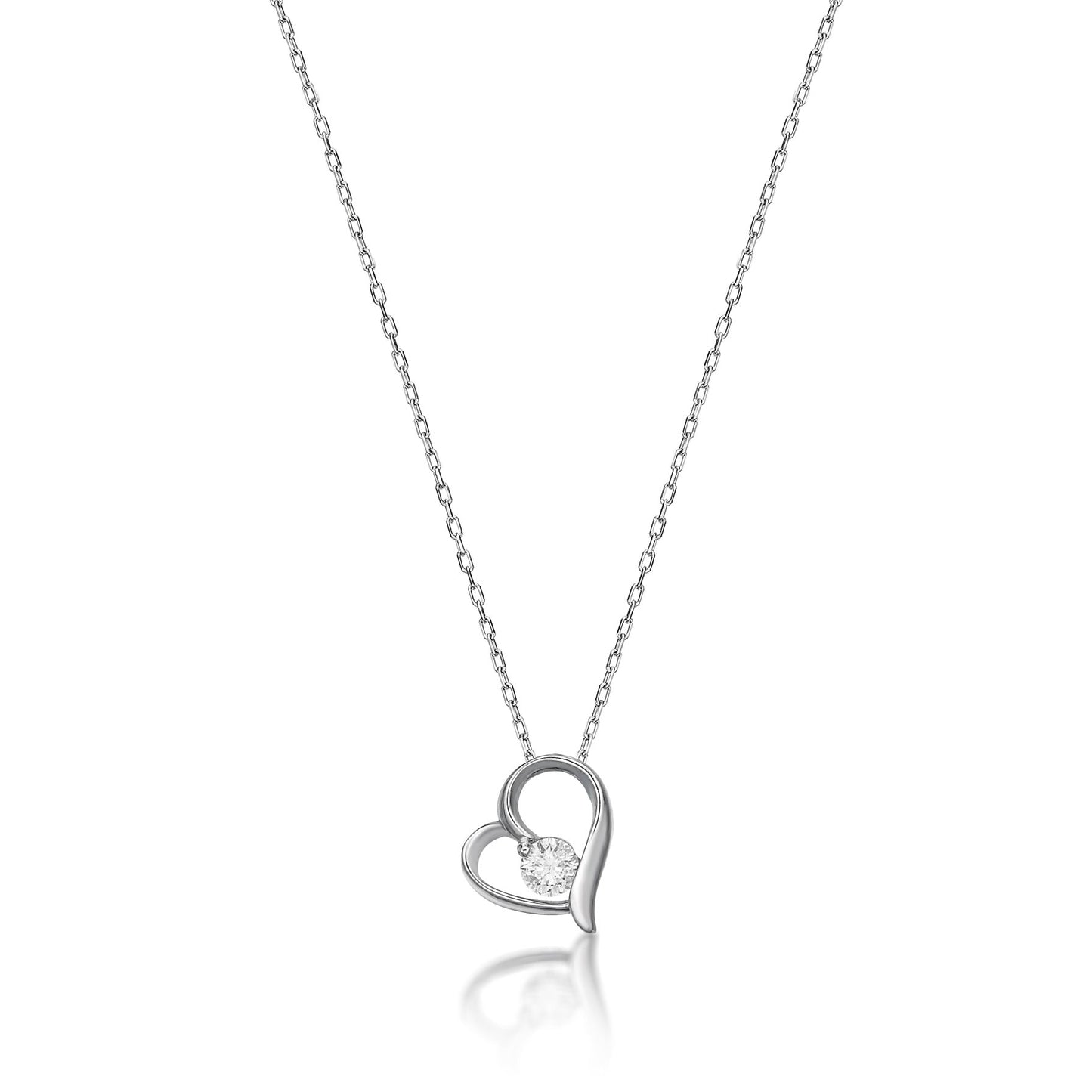 Single Dia Big Heart Necklace 0.08ct - JMW Jewelry Wholesale