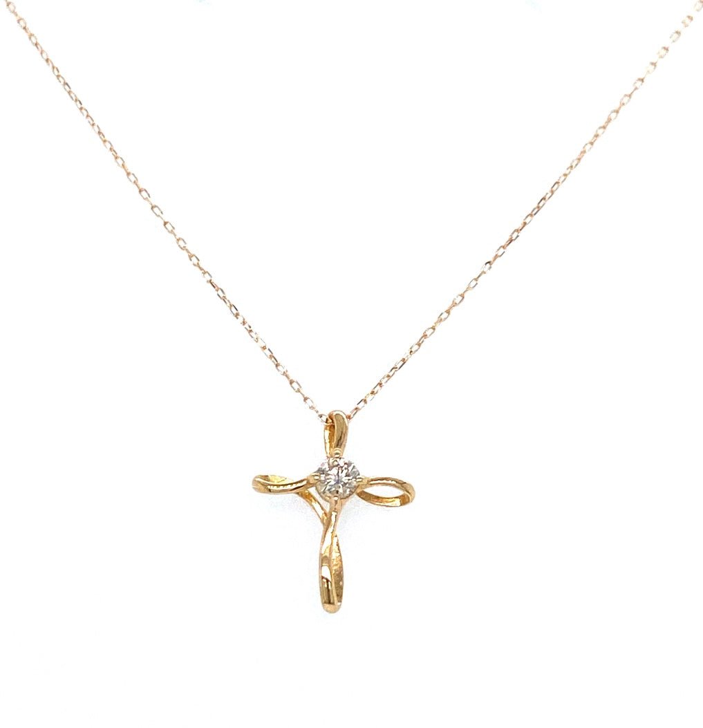 Single Dia Cross Necklace 0.08ct - JMW Jewelry Wholesale